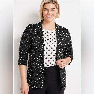 MAURICES NWT L Vice versa black-white polka dot lightweight polyester blazer